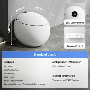 Inodoro Inteligente de Cerámica, Inodoro con Control Remoto, Operación Automática, Montado EN EL Suelo, Forma de Huevo, Nueva Creación - Product Image 5