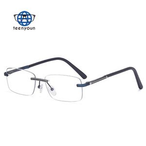 Teenyounメタル長方形リムレスフレキシブルオプティカルフレーム処方アイウェアスペクタクルアンチブルーライト眼鏡 - Product Image 3