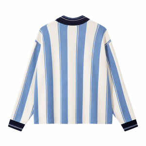 Pull en tricot personnalisé pour équipe, col polo rayé, numéro personnalisé, pull pour fan de sport - Product Image 3