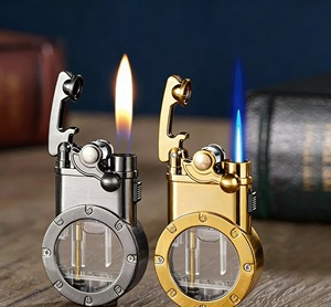 Briquet torche double flamme vintage en métal, rechargeable au butane, coupe-vent, pour cigares, avec logo personnalisé, cadeau d'affaires, vente en gros - Product Image 6
