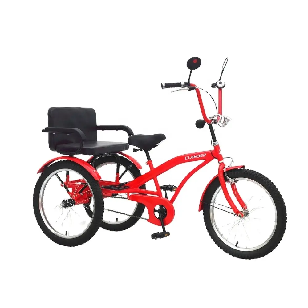 Yüksek kaliteli çocuk pedicab çocuk çocuk üç tekerlekli bisiklet çelik çerçeve siyah koltuk trike