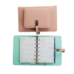 Pu da <span class=keywords><strong>A5</strong></span> Loose-Leaf kế hoạch dây kéo chất kết dính Ví tổ chức biểu tượng tùy chỉnh 6 Vòng Ngân sách chất kết dính cho nhật ký Tạp Chí hộp đóng gói - Product Image 1