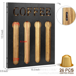 Étagère de rangement en bois minimaliste moderne, organisateur multi-compartiments pour cafés, support mural en bois massif pour capsules de café - Product Image 4