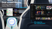 Boîtier CarPlay AI 5G Android 16 avec processeur Qualcomm 8 cœurs, 8+128 Go, écran partagé portable, image dans l'image, USB Plug & Play