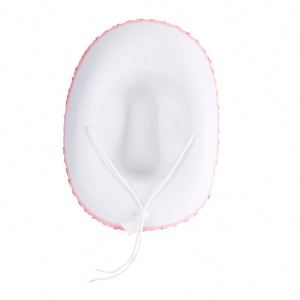Sombrero de Vaquero Blanco con Lentejuelas Rosas en Forma de Estrella, Correa Ajustable para el Cuello, Accesorio de Disfraz Unisex para Fiestas Temáticas - Product Image 4