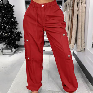 Pantalones Cargo Casuales de Cintura Alta Elásticos y Transpirables para Mujer, Antiarrugas, de Secado Rápido, 100% Algodón, Largos, del Mejor Material - Product Image 3