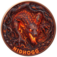 Pièce de monnaie en cuivre pur 999 de 1 oz, colorée, en relief, plusieurs types, série animale mythologie nordique, édition de collection
