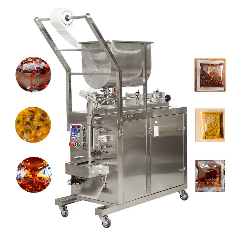 Automatic chili ketchup peanut butter jelly fruit jam honey paste pouch bag packaging sauce packing machine