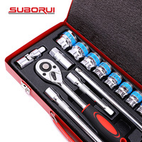 SUBORUI Juego de Herramientas Manuales OEM de 24 Piezas para Reparación de Automóviles, Juego de Llaves de Tubo de 1/2" con Destornillador y Llave Combinada