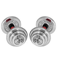 Ensemble d'haltères réglables en chrome et acier pour la musculation à domicile, 15 kg/20 kg/30 kg/50 kg