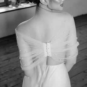 YouLaPan VG73 R da donna in morbida maglia con decorazione a spalla di perle accessori per feste abito da sposa con <span class=keywords><strong>Top</strong></span> <span class=keywords><strong>Bolero</strong></span> a tracolla - Product Image 5