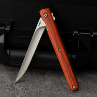 Couteau de poche pliant portable en acier inoxydable avec lame et manche en bois coloré, léger, pour utilisation extérieure et EDC