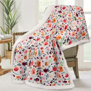 Factory Soft Warm Thick Printed Fluffy Plush Sherpa Blanket Lightweight Fleece Throw Blankets for Winter