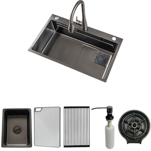 Lavello Premium Nero Oro Saldato a Mano, Durevole, Stabile, Lunga Durata, Profondità 7.5 Pollici - Product Image 2