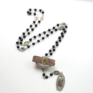 Collar de Oración de Ágata de Arenisca Negra con Rosa, Rosario de la Santísima Madre, Siete Dolores, Colgante de Fe para Hombres y Mujeres, Regalo al por Mayor - Product Image 4