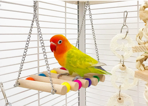 7-Piece Eco-Friendly Classic Cute Bird <strong>Toy</strong> <strong>Parrot</strong> Set Hanging Cage Swing Climbing <strong>Toy</strong> <strong>Wooden</strong> Swing Rope Ladder <strong>Wooden</strong> - Product Image 5