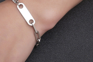 Kkylife — Bracelet en acier inoxydable avec chaîne gravée, pour <span class=keywords><strong>homme</strong></span> et femme, bijou à la mode, Clip de papier - Product Image 6