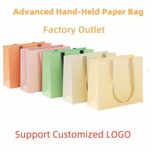 Hot Sale Custom LOGO Luxury <b>Gift</b> Boutique Packaging Shopping Clothing Paper <b>Bags</b> With Ribbon Handle - Product Image 4