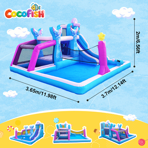 Château gonflable sur le thème <span class=keywords><strong>de</strong></span> la sirène en tissu Oxford Cocofish, château gonflable pour fête dans la cour - Product Image 2
