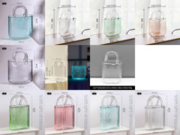 Vase en verre transparent Zhijia en forme de sac à main, avec poignée, pour fleurs/bassin à poissons, vase à bulles à large ouverture pour décoration de mariage, maison et jardin