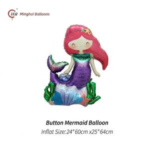 Palloncino in Mylar a Forma di Sirena e Conchiglia Autoportante, Decorazione per Feste di Compleanno a Tema Sottomarino per Bambini - Product Image 5