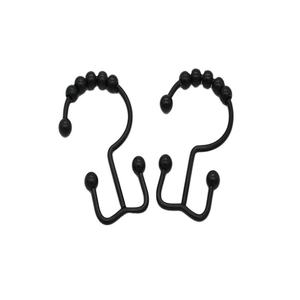 YIWANG Crochets noirs doubles pour tringle de rideau de douche, anneaux de suspension pour rideaux - Product Image 1