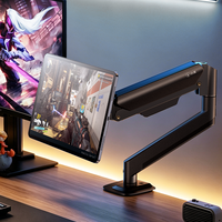 Support de tablette flottant réglable avec bras de moniteur magnétique à ressort à gaz, support de bureau pivotant à 360° pour écran portable de 14 pouces