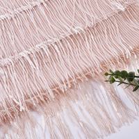Tissu en dentelle de mariage en maille extensible 100 % polyester avec broderie et pompons, uni et transparent, pour robe de fée - Vente en gros