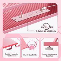 Pink Computer Corner Writing PC Latop Study Workstation PC Gaming Desk L Shaped Pink Gaming Escritorios RGB Gaming Mesas para niñas