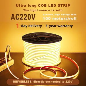Bande <span class=keywords><strong>LED</strong></span> COB haute densité 12V 24V 5mm 8mm, ruban néon flexible sans points, étanche IP65, pour extérieur, certifié CE RoHS UL - Product Image 2