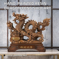 Statue de dragon chinois en résine sculptée avec précision par Fangzhen, écologique, peinte à la main, animal traditionnel Feng Shui pour la prospérité