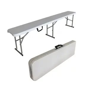 6FT White Plastic Fold in half Bench Outdoor Garden Portable Benches