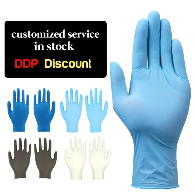 Medical Examination Blue Disposable Nitrile Gloves Powder Free Custom Black White Blue Disposable Gloves Nitrile Manufacturer