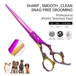 7.0 inch Màu đen/vàng/xanh 6cr cong mỏng kéo sơn hình kéo vật nuôi chải chuốt kéo thú y - Product Image 3