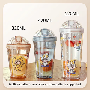 Gobelet en <span class=keywords><strong>plastique</strong></span> sans BPA avec logo personnalisé, écologique, avec <span class=keywords><strong>paille</strong></span>, isolation thermique, autocollants décoratifs, tasse écologique pour café, thé, bubble tea - Product Image 2