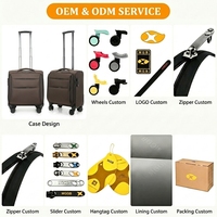 Valise de voyage à roulettes en tissu Oxford de haute qualité 20/124/28 pouces, sac de pilote à 4 roues pivotantes avec serrure TSA, bagages cabine