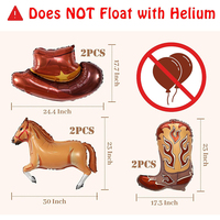 Ballons en aluminium sur le thème du Far West, chapeau de cowboy, botte de cowboy, ballons en mylar en forme de cheval pour la décoration de fête d'anniversaire