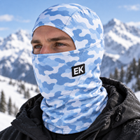 Penutup Kepala Anti Angin untuk Olahraga Luar Ruangan, Masker Wajah Balaclava dengan Logo Merek Kustom, Grafis Camo, Cetak Sublimasi Seluruh Permukaan, Logo Karet, Masker Ski