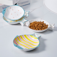 Bol pour chien et chat en céramique élégant et écologique, en forme de poisson, imperméable, pour animaux de compagnie