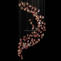 Lustre en cristal irrégulier d'art moderne personnalisé, luminaire suspendu en acier inoxydable de haute qualité pour villa, hôtel, hall d'entrée, escalier