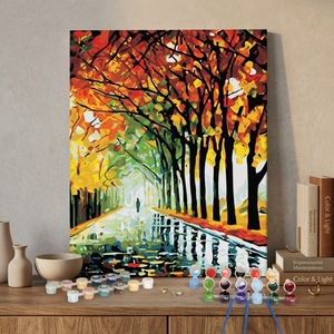 Kit de Pintura por Números DIY para Adultos y Niños - <span class=keywords><strong>Paisaje</strong></span> <span class=keywords><strong>Otoñal</strong></span>, Pintura en Lienzo, Decoración de Pared para el Hogar, Regalo - Product Image 1