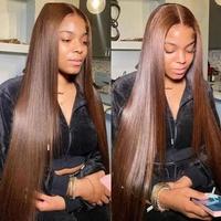 Perruque frontale 11A 13*4, densité 200%, 100% cheveux humains, 4 #   Modèle Marron 01 Marque Nationale Exportation