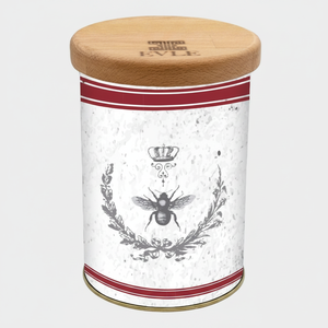 0.6L round Vintage Bee & Laurel Elegance Tin <b>Box</b> 90x110mm Recyclable Tinplate with Wooden Lid for Biscuit <b>Packing</b> and Display - Product Image 2