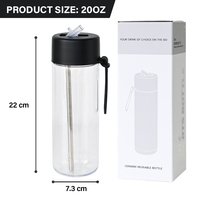 Bouteille d'eau en Tritan sans BPA avec paille, personnalisable avec logo, écologique, 25 oz, transparente, pour jus, café, salle de sport