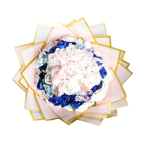 Vente en gros de papier plastique à bord doré papier d'emballage pour fleurs paquet imperméable de 20 feuilles par sac de papier d'emballage pour fleurs