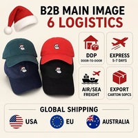 Casquette de baseball en coton à 6 panneaux personnalisée avec broderie Père Noël, réglable, pour les fêtes de Noël, vente en gros, OEM, faible MOQ