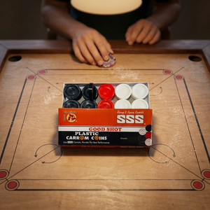 Disques de carrom ronds en plastique noir, rouge et blanc JR MS INDUSTRIES Jr-ind-c25 pour jeu de carrom de table en intérieur - Product Image 3