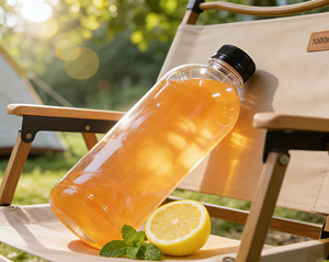 Bottiglia in Plastica PET Trasparente da 1 Litro (1000ml) per Succhi e Bevande con Tappo Bianco o Nero - Product Image 4