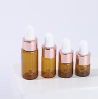 1ml 2ml 3ml 5ml Bernstein klare Farbe Gold Silber Kragen leer kleines benutzer definiertes Logo Glas probe Tropf flasche
