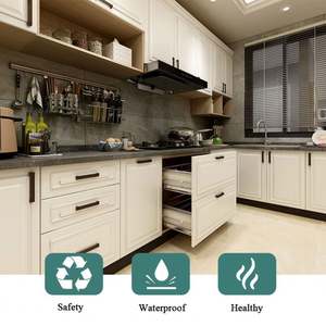 Ensemble de placards en PVC sur mesure, modernes, petits, avec revêtement vinyle pour cuisine - Product Image 3